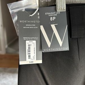 New worthington 8p wrinkle free straight-leg high rise machine wash black